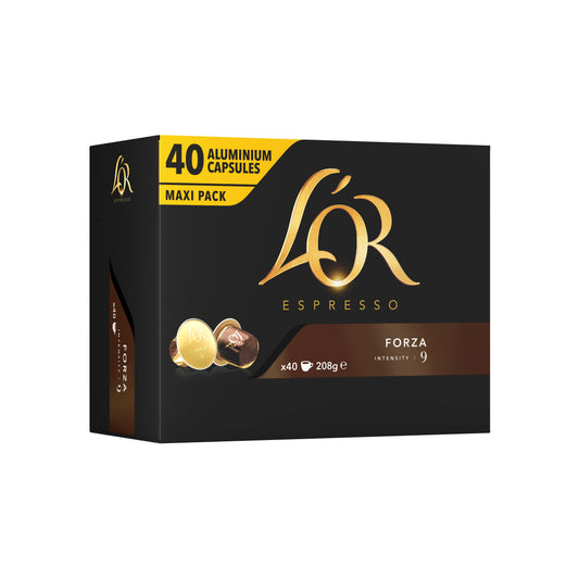 40 capsule caffè in alluminio L'OR FORZA compatibili Nespresso [0,25€/capsula]