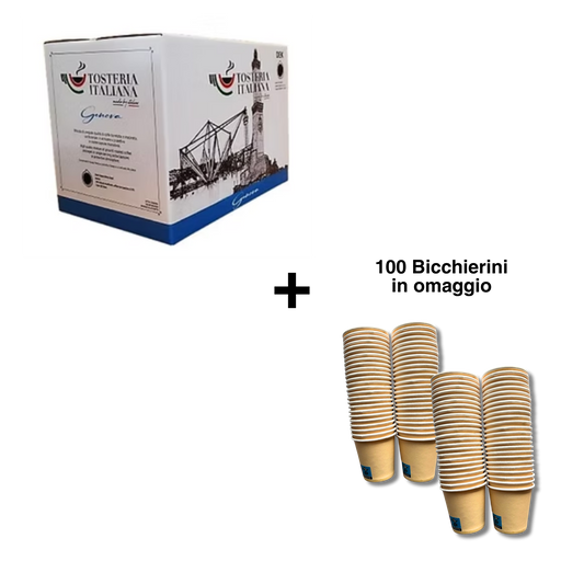 [PROMO] Cialde in carta ese 44 mm Tosteria Italiana miscela Genova Dek + bicchierini omaggio