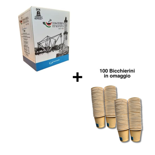 [PROMO] Capsule Tosteria Italiana miscela Genova DEK comp. Nespresso + bicchierini omaggio